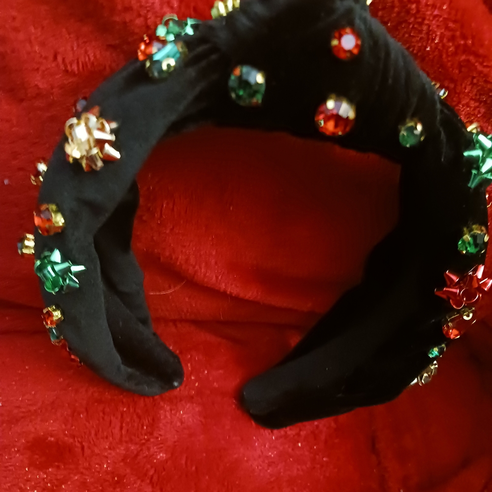 Festive Black Headband with Multicolor Embellishments